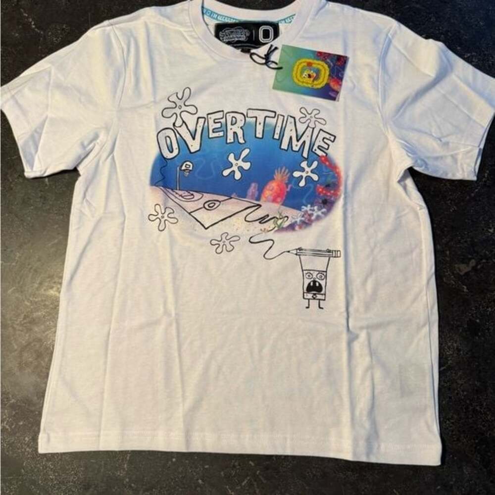 OVERTIME SpongeBob SquarePants White  Graphic Tee NWT